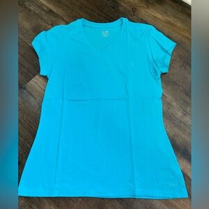 Champion Women's Teal V-Neck Short Sleeve Tee